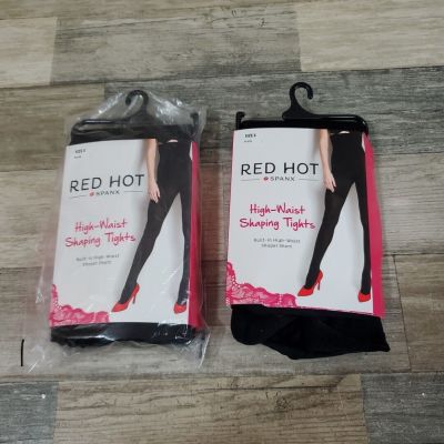 RED HOT by SPANX High Waist Shaping Tights 1838 Size 3 Pantyhose 2-Pack NEW